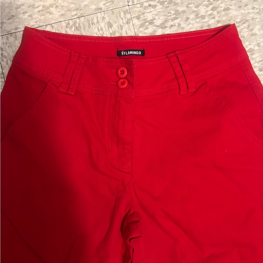 Chic Red Wide Leg Dress Pants - Picture 7 of 7